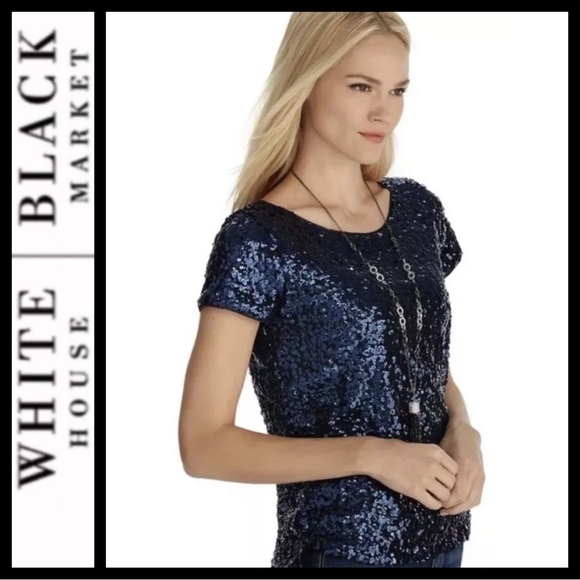White House Black Market Sequin Tee - Picture 1 of 8